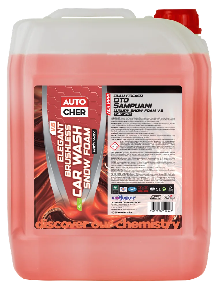 Cilalı Fırçasız Oto Şampuanı V6 — Luxury Snow Foam with Wax (4 L)